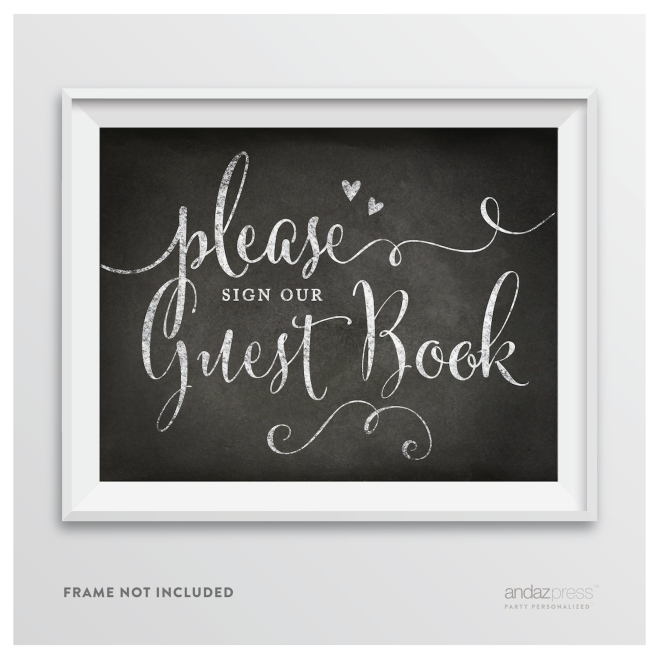 AP10327 Andaz Press Wedding Party Signs, Vintage Chalkboard Print, 8.5-inch x 11-inch, Please Sign our Guestbook