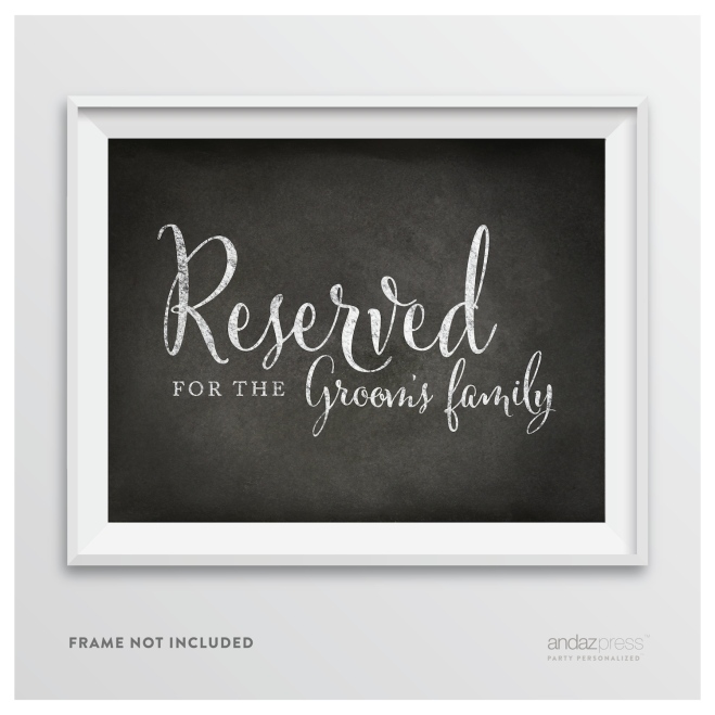 AP10338 Andaz Press Wedding Party Signs, Vintage Chalkboard Print, 8.5-inch x 11-inch, Reserved for the Groom's Family