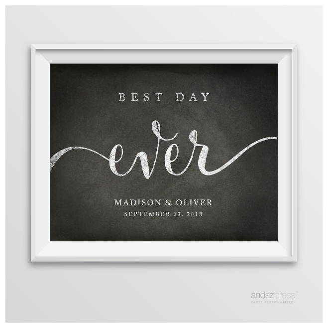 APC10281 Andaz Press Wedding Party Signs, Formal Black and White, 8.5-inch x 11-inch, This Way To Love, Laughter & Happily Ever After