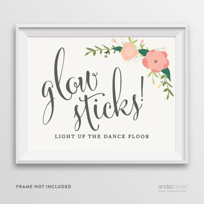 AP10790-Andaz-Press-Wedding-Party-Signs,-Watercolor-Floral-Roses-Print,-8.5-inch-x-11-inch,-Glow-Sticks-Light-Up-the-Dance-Floor,-1-Pack