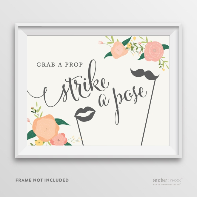 AP10798-Andaz-Press-Wedding-Party-Signs,-Watercolor-Floral-Roses-Print,-8.5-inch-x-11-inch,-Grab-a-Prop-_-Strike-a-Pose-Photobooth-Sign,-1-Pack