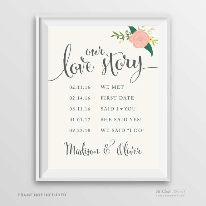 AP10829-Andaz-Press-Personalized-Wedding-Party-Signs,-Watercolor-Floral-Roses-Print,-8.5-inch-x-11-inch,-Our-Love-Story-Sign,-1-Pack,-Custom-Made-Any-Name