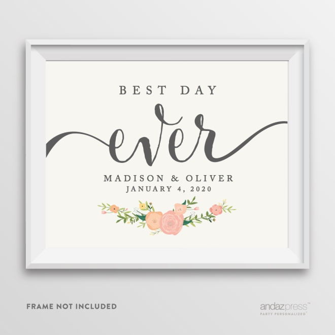 AP10830-Andaz-Press-Personalized-Wedding-Party-Signs,-Watercolor-Floral-Roses-Print,-8.5-inch-x-11-inch,-Best-Day-Ever-Bride-_-Groom-Names,-1-Pack,-Custom-Made-Any-Name