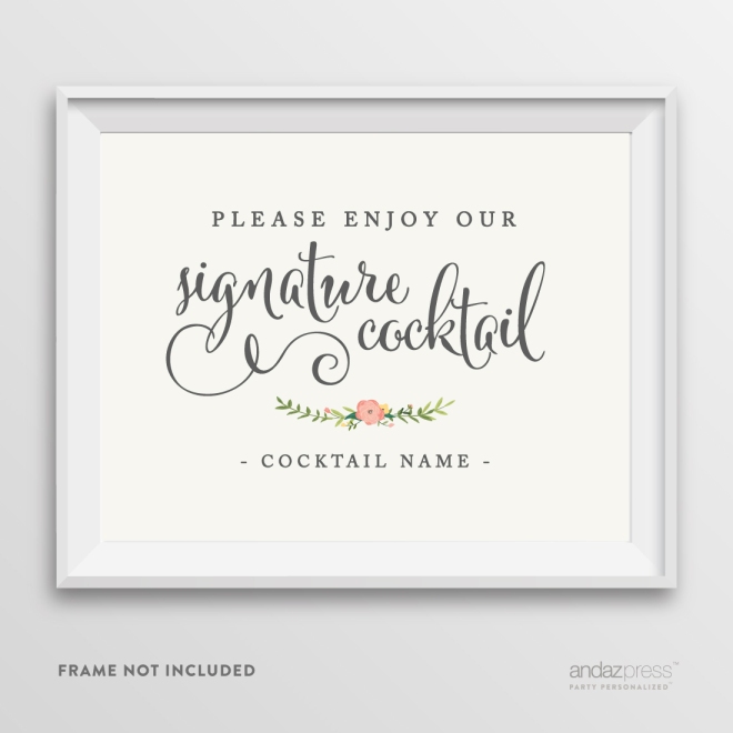 AP10835-Andaz-Press-Personalized-Wedding-Party-Signs,-Watercolor-Floral-Roses-Print,-8.5-inch-x-11-inch,-Please-Enjoy-Our-Signature-Cocktail-Sign,-1-Pack,-Custom-Made-Any-Name