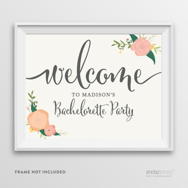 AP10837-Andaz-Press-Personalized-Wedding-Party-Signs,-Watercolor-Floral-Roses-Print,-8.5-inch-x-11-inch,-Welcome-to-Madison's-Bachelorette-Party-Sign,-1-Pack,-Custom-Made-Any-Name