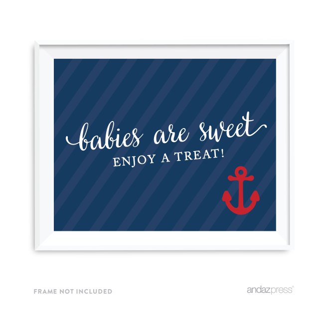 AP57744 Andaz Press Nautical Baby Shower Collection, Babies are Sweet Enjoy a Treat Party Sign, 8.5x11-inch, 1-pack, For Ocean Sailor Inspired Birthday, Baby Bridal Shower, Baptism-01