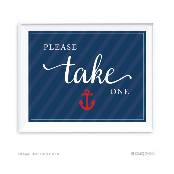 AP57748 Andaz Press Nautical Collection, Please Take One Favors Party Sign, 8.5x11-inch, 1-pack, For Ocean Sailor Inspired Birthday, Baby Bridal Shower, Baptism-01
