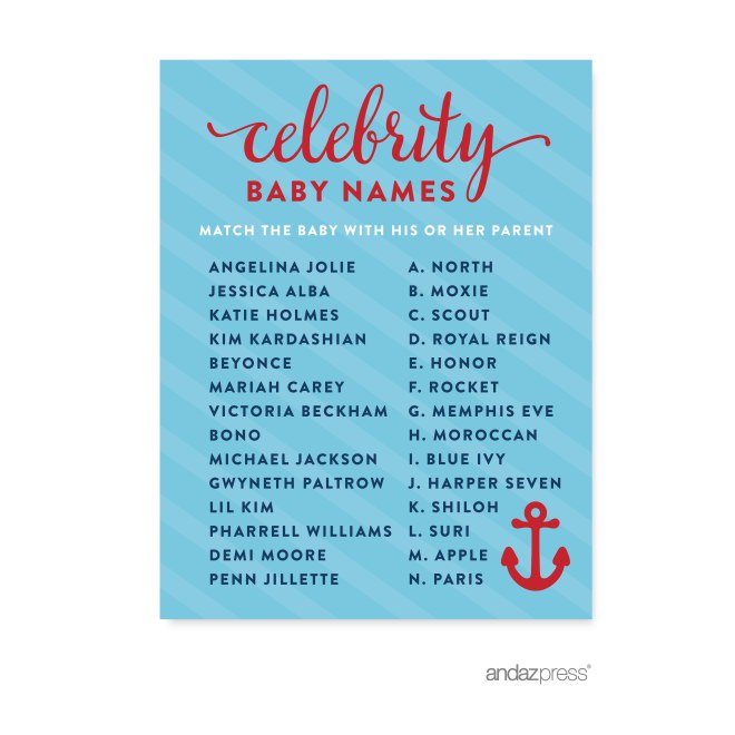 AP57756 Andaz Press Nautical Baby Shower Collection, Celebrity Name Game Cards, 20-pack-01
