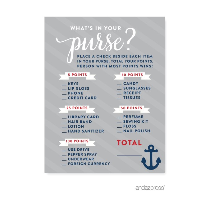 AP57757 Andaz Press Nautical Baby Shower Collection, What's in Your Purse_ Game Cards, 20-pack-01