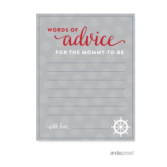 AP57759 Andaz Press Nautical Baby Shower Collection, Advice for Mom _ Dad Cards, 20-pack-01