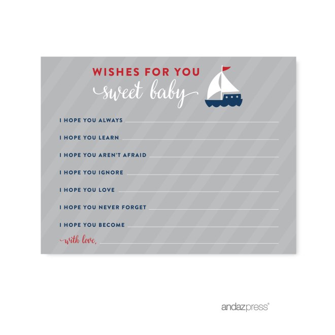 AP57762 Andaz Press Nautical Baby Shower Collection, Wishes for Baby Cards, 20-pack-02