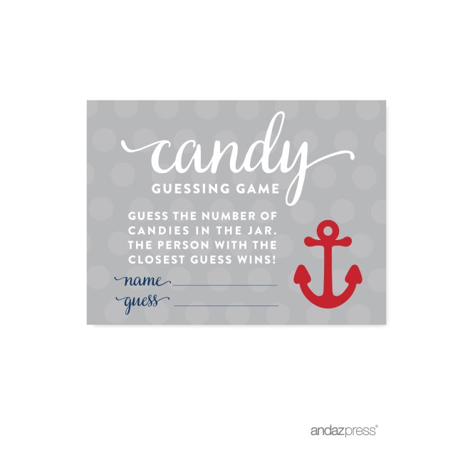 AP57764 Andaz Press Nautical Baby Shower Collection, Candy Guessing Game Cards, 30-pack photo 1-01