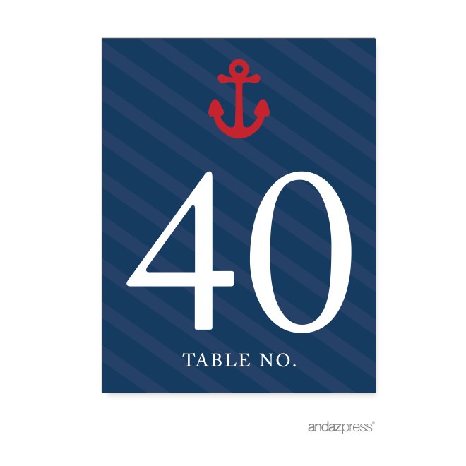 AP57773 Andaz Press Nautical Baby Shower Collection Table Numbers 21 - 40 on Perforated Paper, Party _ Co Style, 1-Set, For Ocean Sailor Bon Voyage Adventure Themed Table Settings, Decor, Decorations 3-01