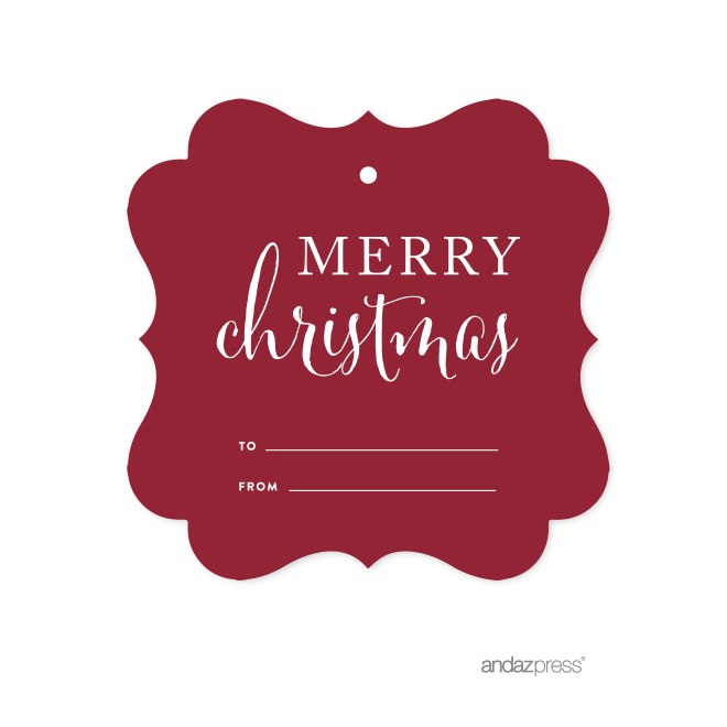 AP58279 Andaz Press Christmas Collection, Fancy Frame Gift Tags, Merry Christmas To From, Red, 24-Pack-01