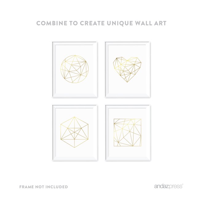 Andaz Press Geometric Origami Wall Art Collection, Metallic Gold Ink, Lifestyle Shot, 8.5x11-inch, 1-Pack-01-01