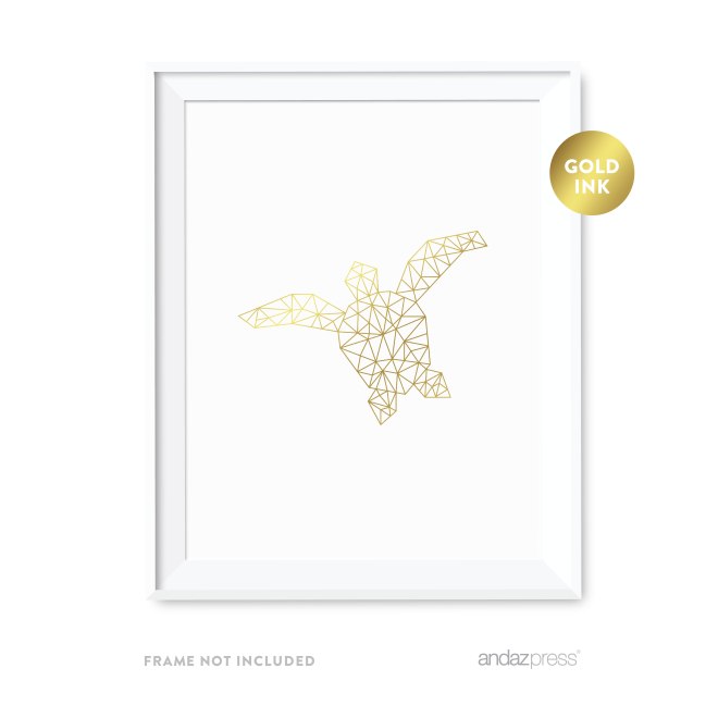AP12814 Andaz Press Geometric Origami Wall Art Collection, Metallic Gold Ink, Turtle, 8.5x11-inch, 1-Pack