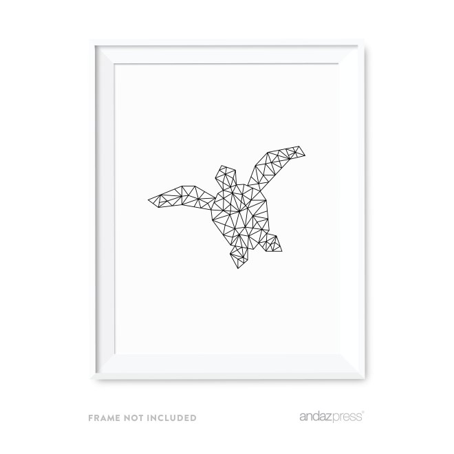 AP12835 Andaz Press Geometric Origami Wall Art Collection, Black and White Minimalist Print, Turtle, 8.5x11-inch, 1-Pack-01